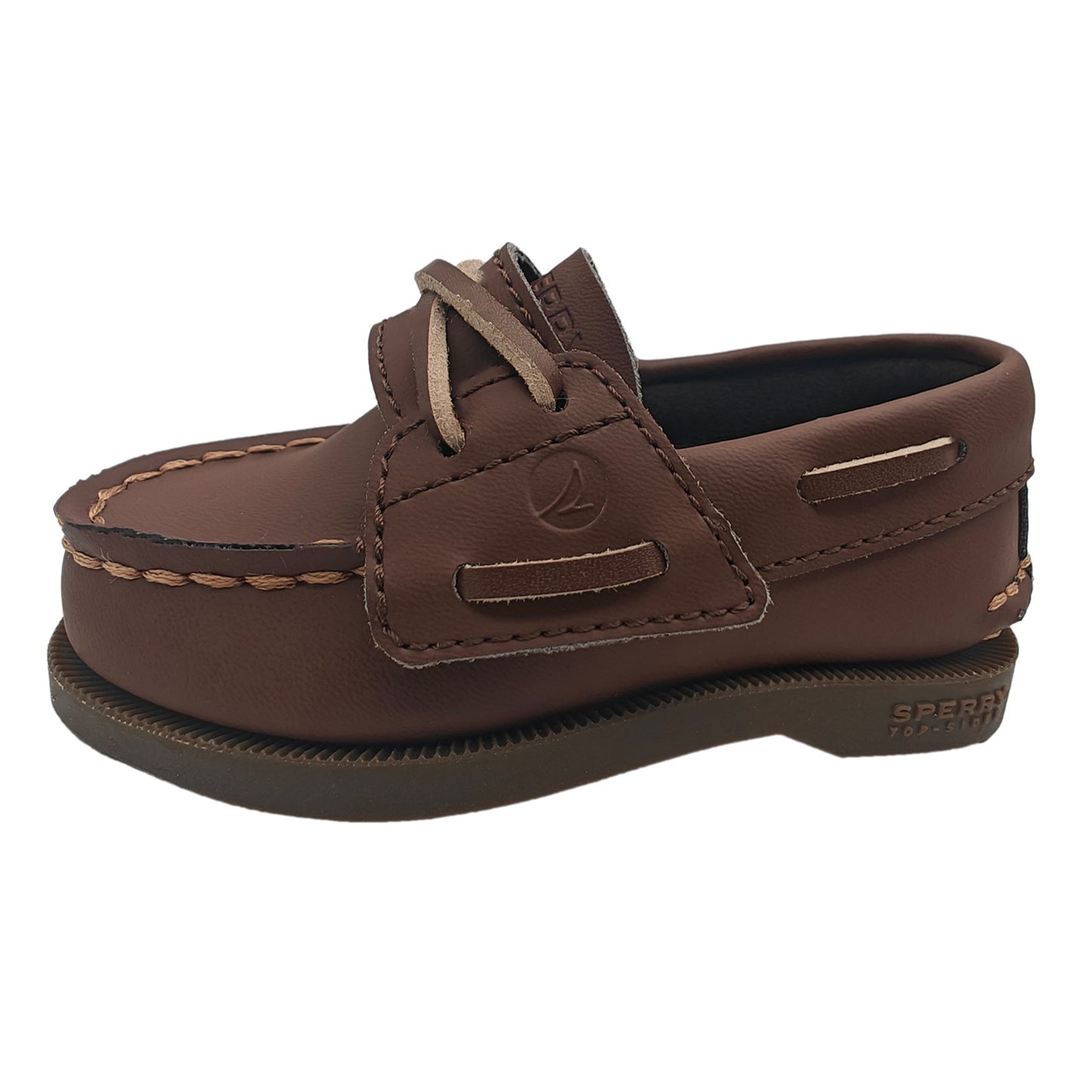 Sperry Toddler Authentic Original Boat Shoe - Chocolate Leather with Hook & Loop Closure