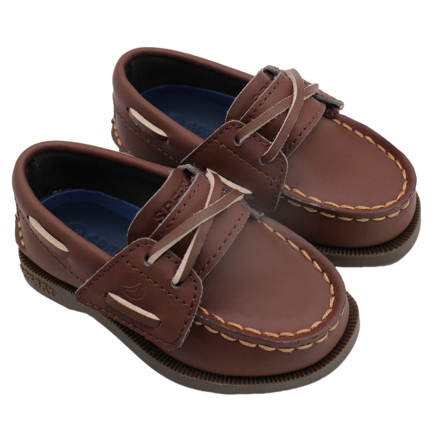 Sperry Toddler Authentic Original Boat Shoe - Chocolate Leather with Hook & Loop Closure