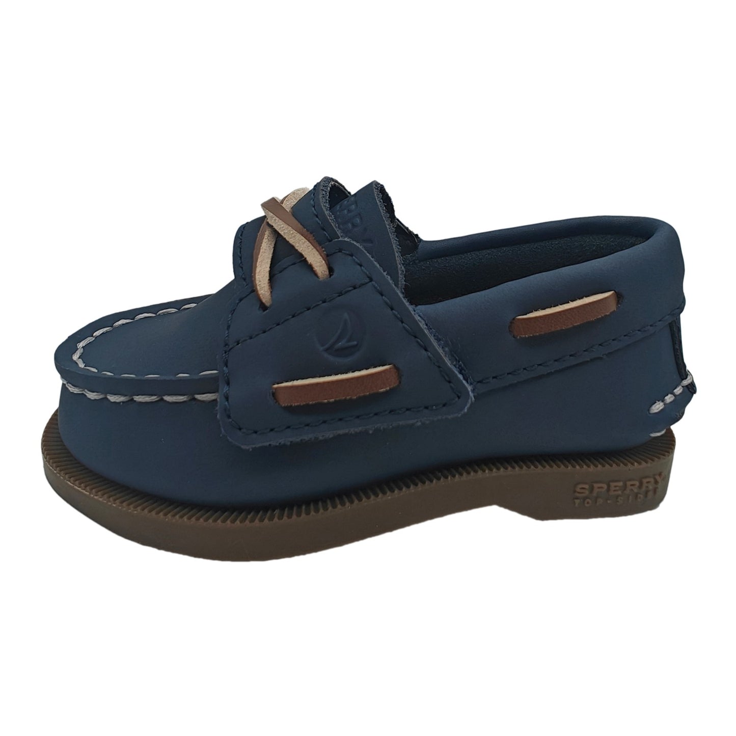 Sperry Toddler Authentic Original Boat Shoe - Navy Leather with Hook & Loop Closure
