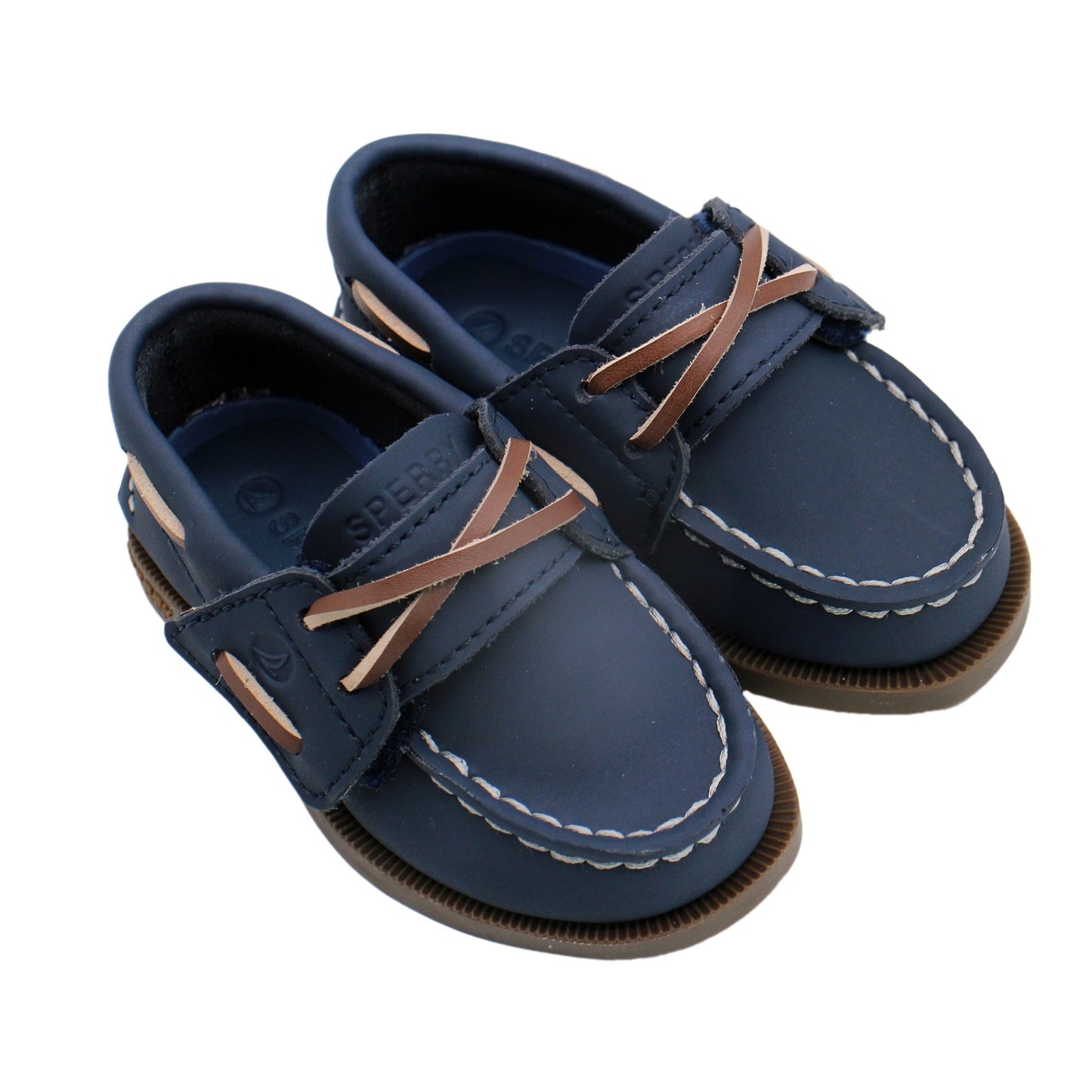 Sperry Toddler Authentic Original Boat Shoe - Navy Leather with Hook & Loop Closure