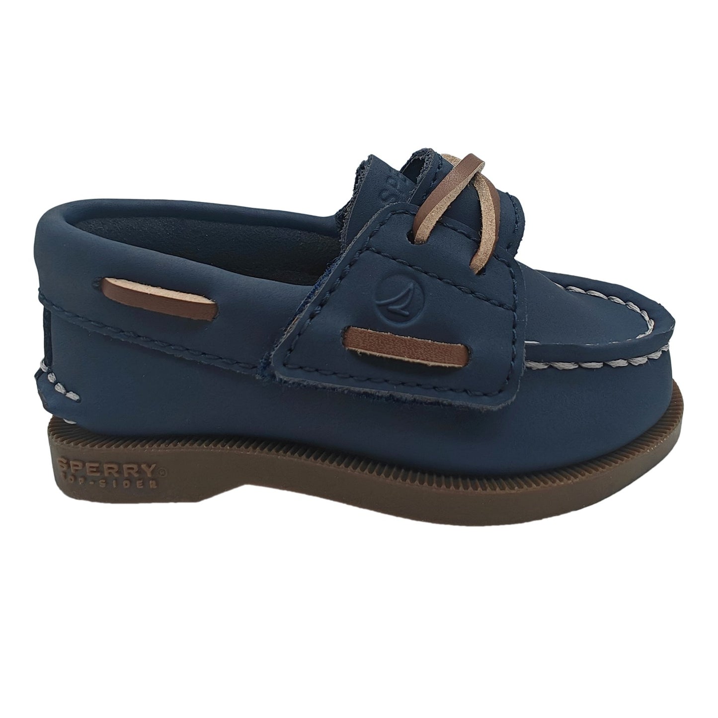Sperry Toddler Authentic Original Boat Shoe - Navy Leather with Hook & Loop Closure