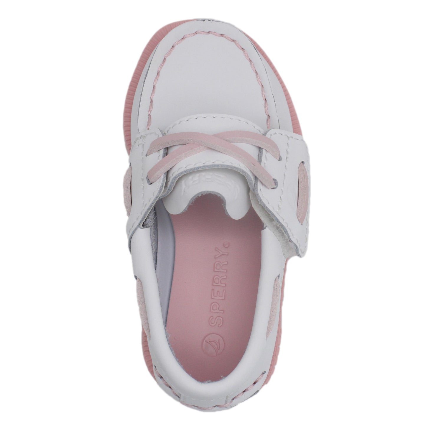 Sperry Toddler Authentic Original Boat Shoe - White Leather with Hook & Loop Closure