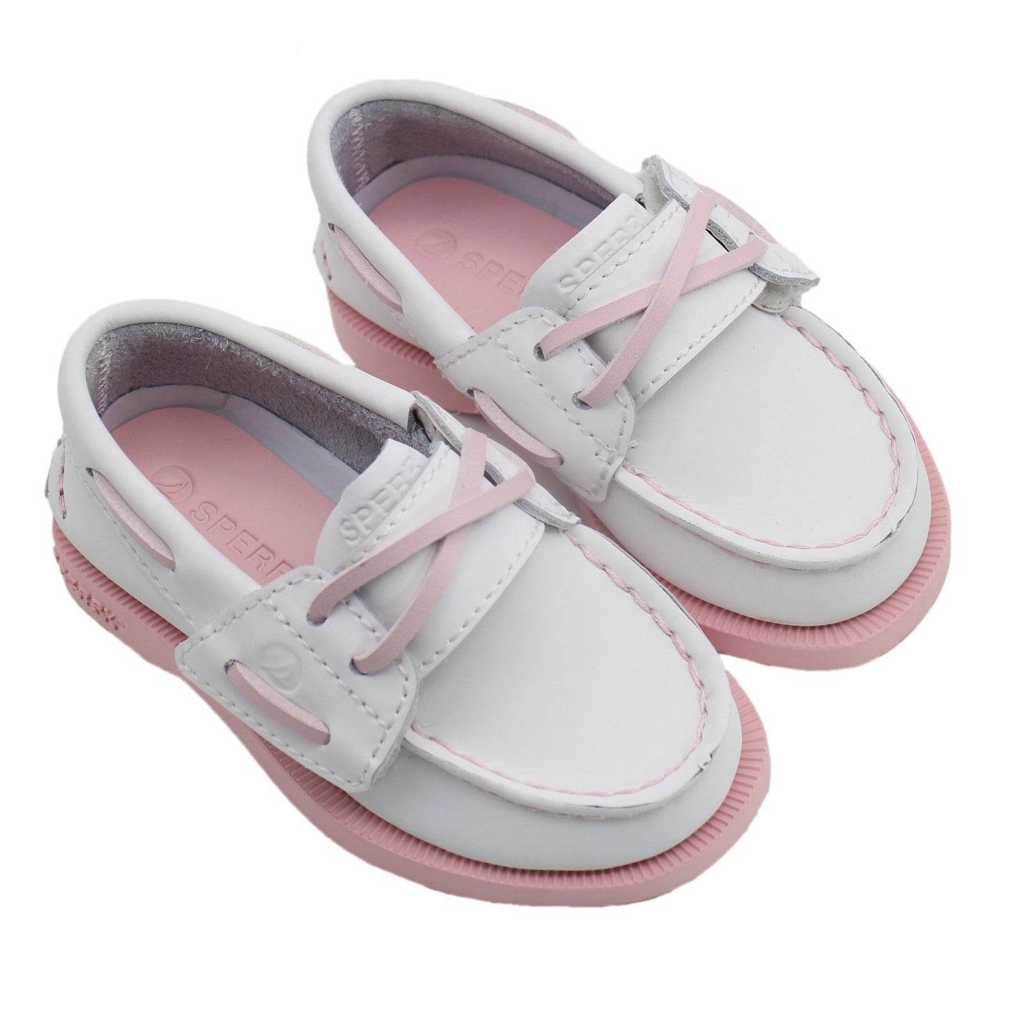 Sperry Toddler Authentic Original Boat Shoe - White Leather with Hook & Loop Closure