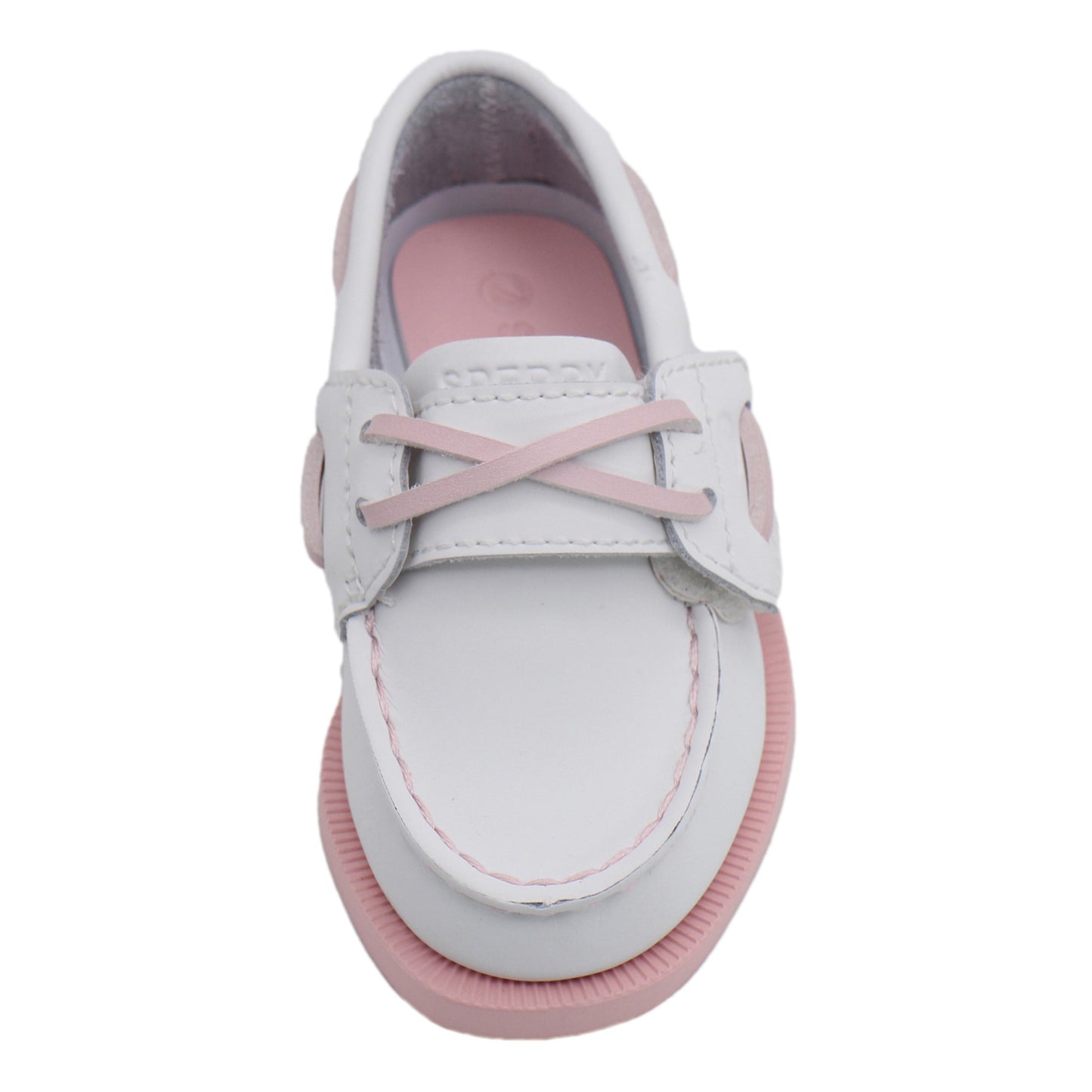 Sperry Toddler Authentic Original Boat Shoe - White Leather with Hook & Loop Closure