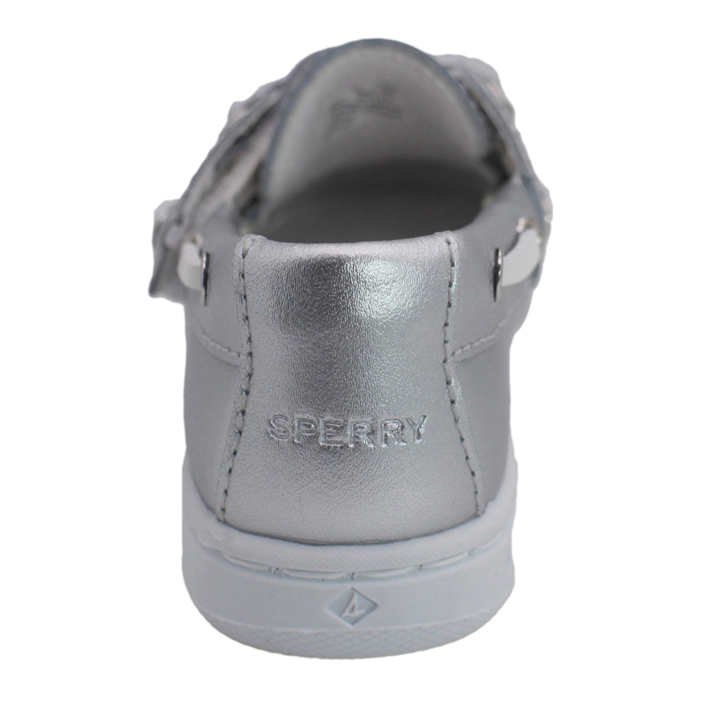 Sperry Toddler Cup II Boat Shoe with Memory Foam Insole - Textured Silver Leather