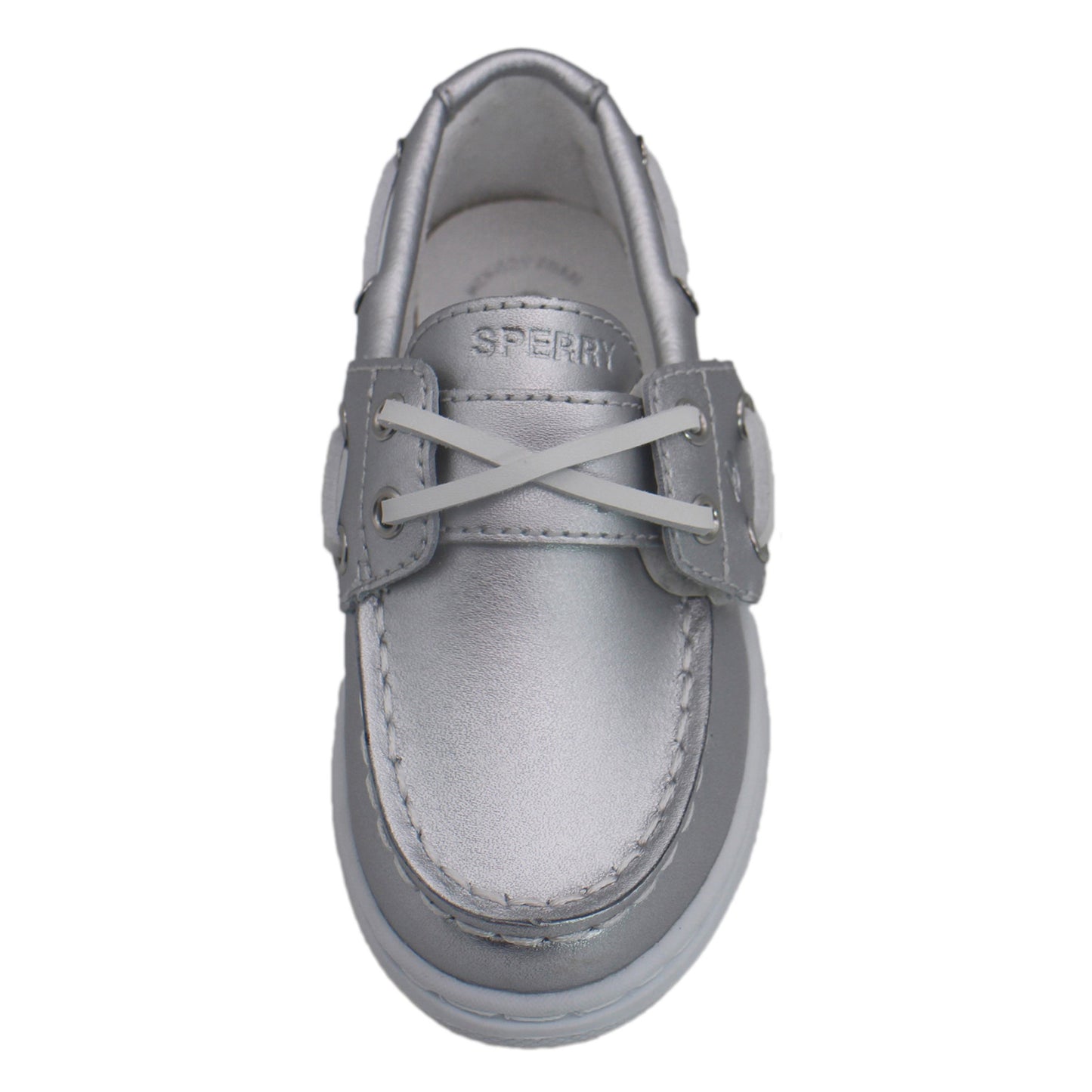 Sperry Toddler Cup II Boat Shoe with Memory Foam Insole - Textured Silver Leather