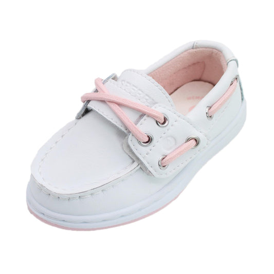 Sperry Toddler Cup II Boat Shoe with Memory Foam Insole - White Leather