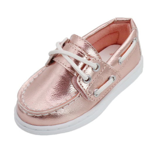 Sperry Toddler Cup II Boat Shoe with Memory Foam Insole - Rose Gold Shine PU
