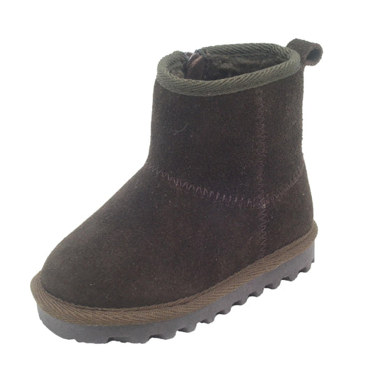 BEARPAW Toddler Suede Winter Boots with Faux-Fur Lining - Chocolate