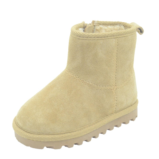 BEARPAW Toddler Suede Winter Boots with Faux-Fur Lining - Tan