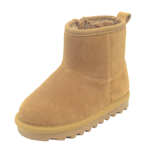 BEARPAW Toddler Suede Winter Boots with Faux-Fur Lining - Chestnut