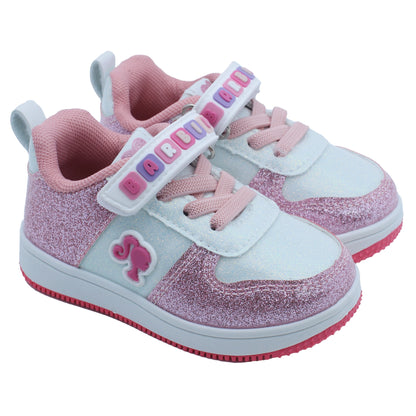 Barbie Toddler Girls' Glitter Sneakers - Pink & White Barbie