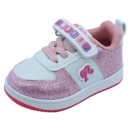 Barbie Toddler Girls' Glitter Sneakers - Pink & White Barbie