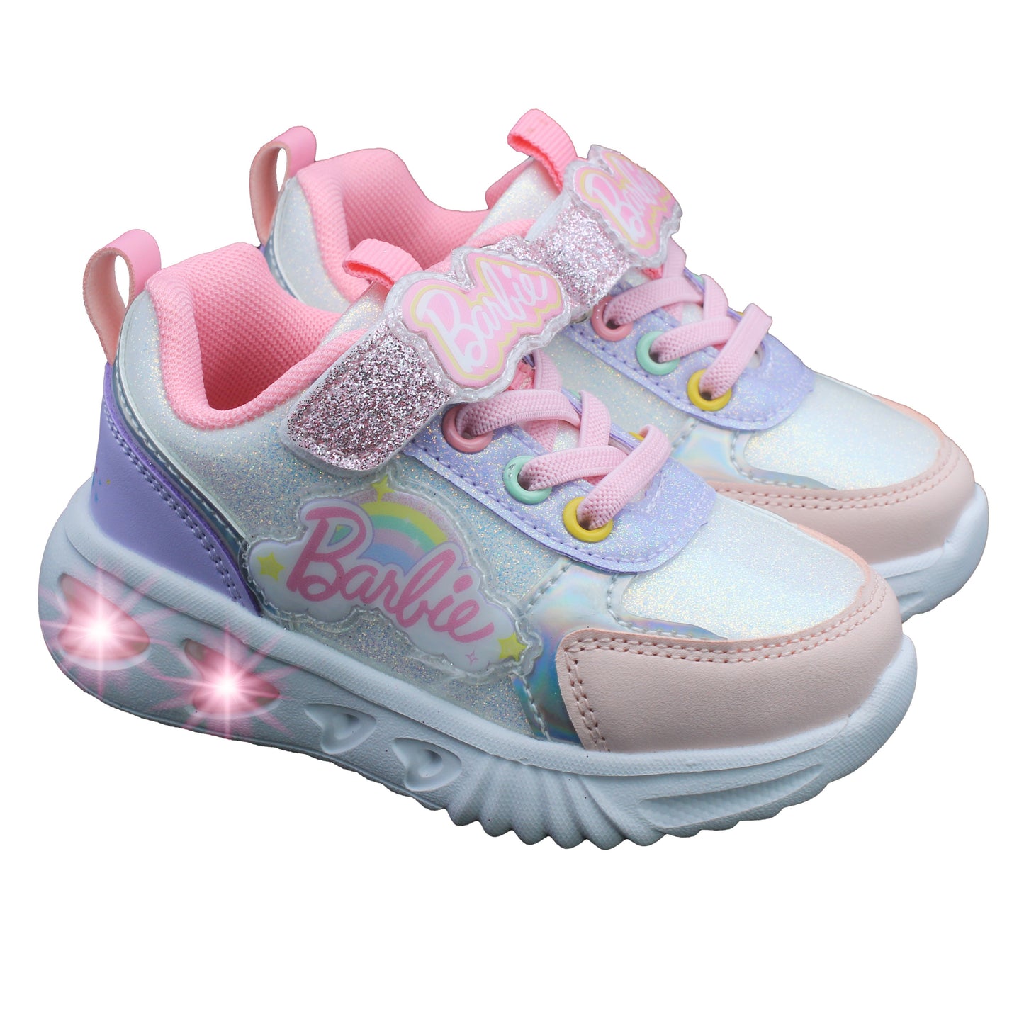 Barbie Toddler Girls' Light-Up Sneakers - Pastel Rainbow
