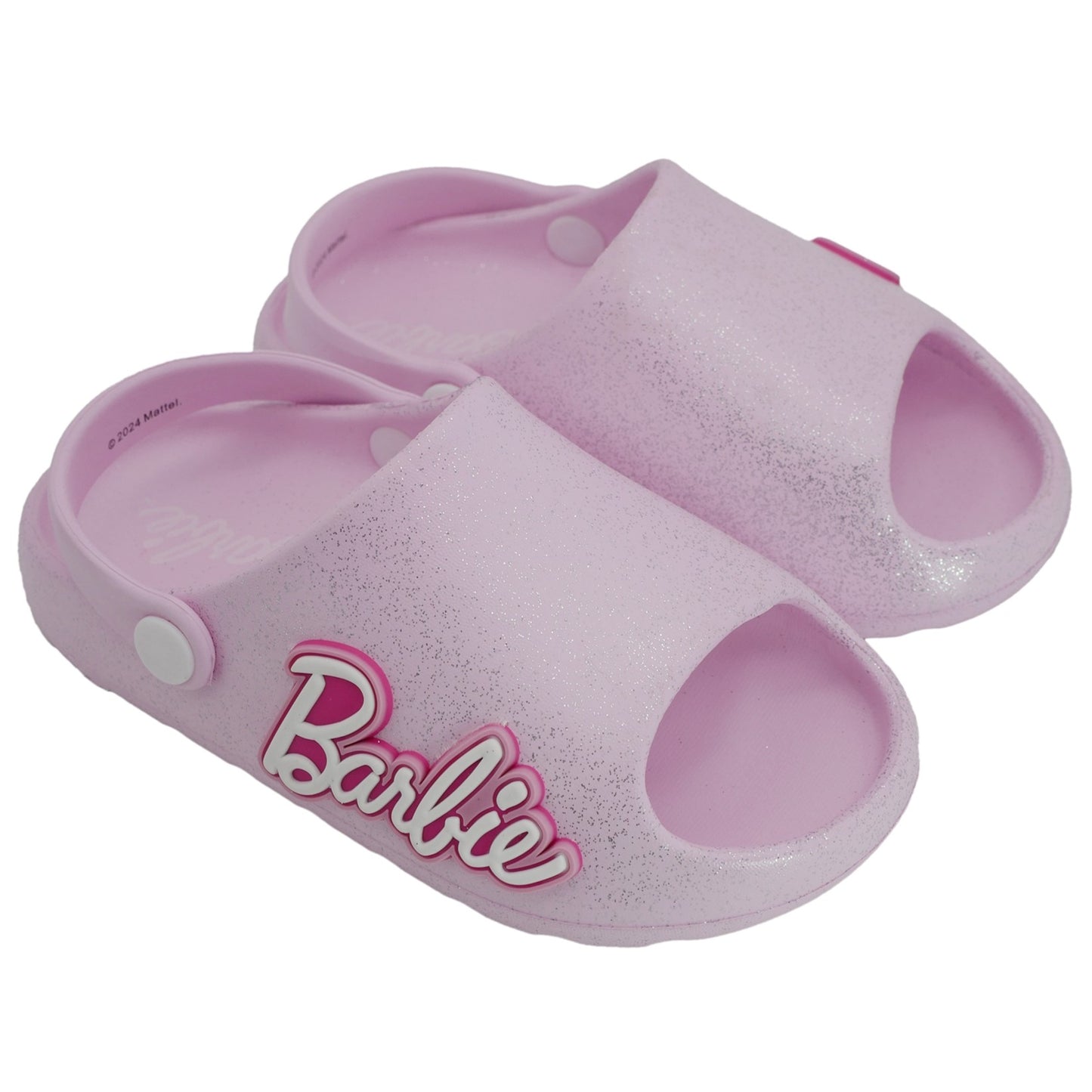 Barbie Toddler Girls' Cloud Slides - Medium Pink Glitter