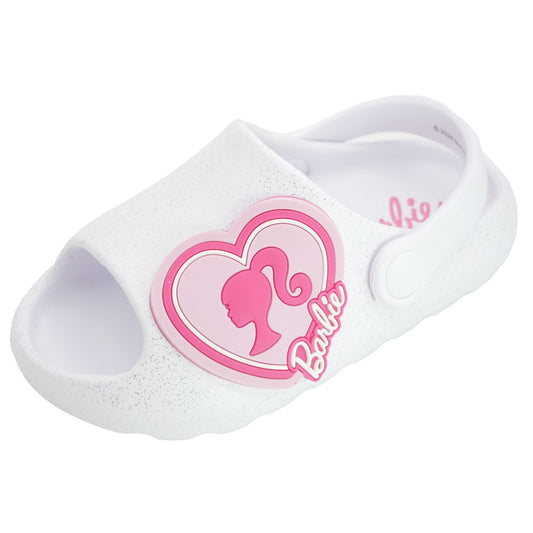 Barbie Toddler Girls' Cloud Slides - White Glitter