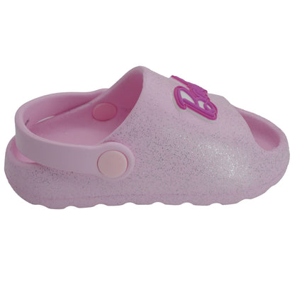 Barbie Toddler Girls' Cloud Slides - Light Pink Glitter