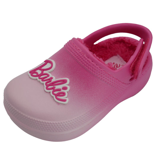 Barbie Toddler Girls' Faux Fur Lined Clogs with Adjustable Strap - Pink Ombre