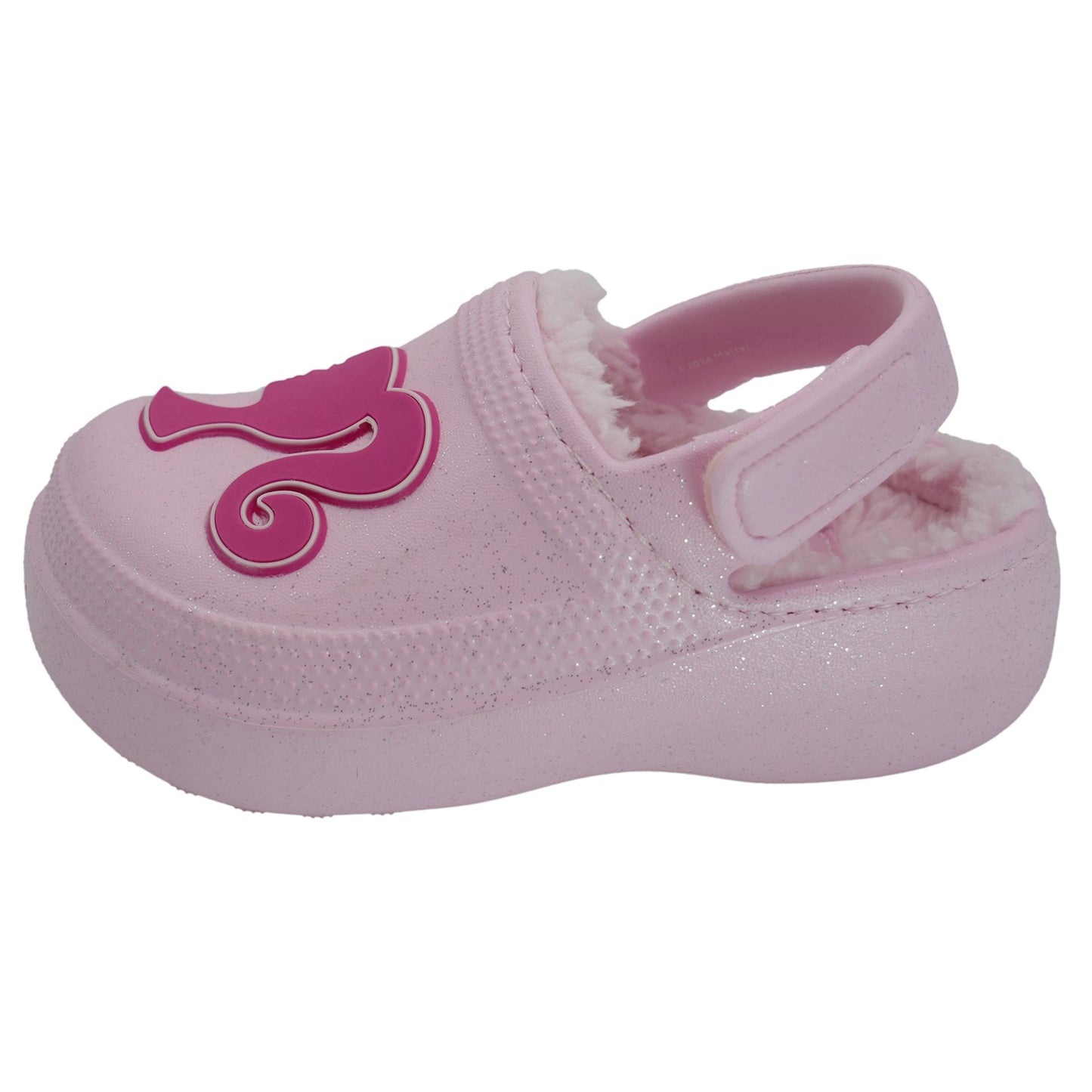 Barbie Toddler Girls' Faux Fur Lined Clogs with Adjustable Strap - Light Pink
