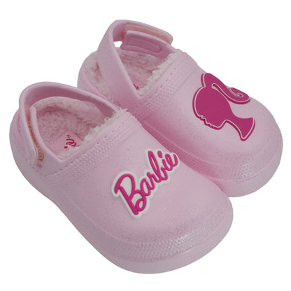 Barbie Toddler Girls' Faux Fur Lined Clogs with Adjustable Strap - Light Pink
