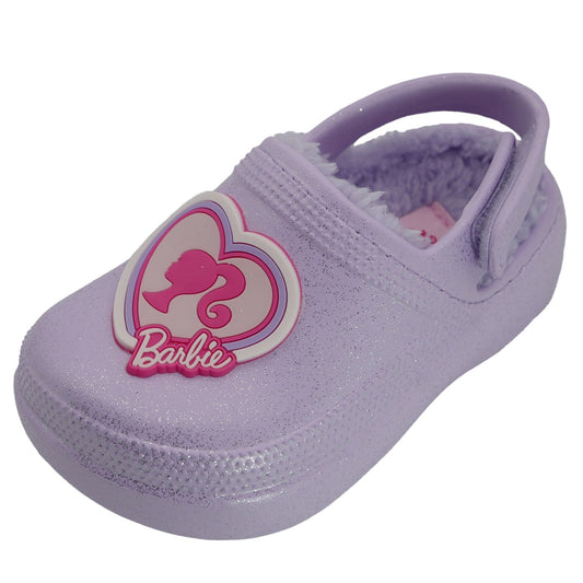 Barbie Toddler Girls' Faux Fur Lined Clogs with Adjustable Strap - Lilac