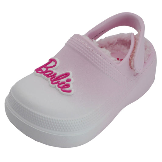 Barbie Toddler Girls' Faux Fur Lined Clogs with Adjustable Strap - Light Pink Ombre
