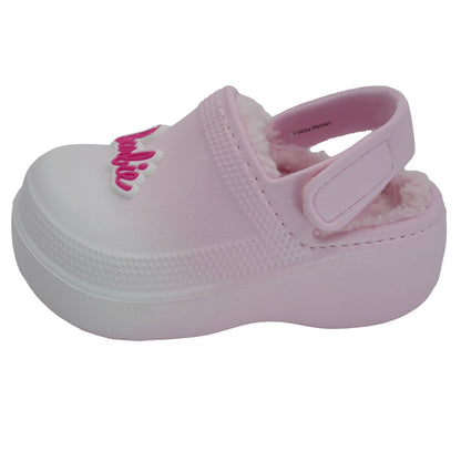 Barbie Toddler Girls' Faux Fur Lined Clogs with Adjustable Strap - Light Pink Ombre