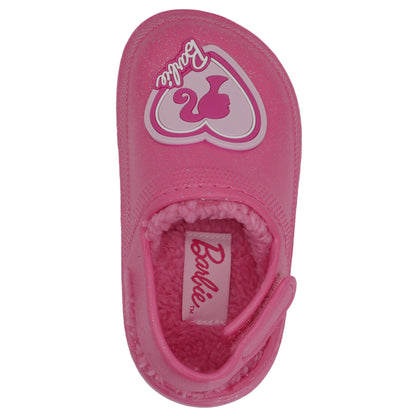 Barbie Toddler Girls' Faux Fur Lined Clogs with Adjustable Strap - Hot Pink