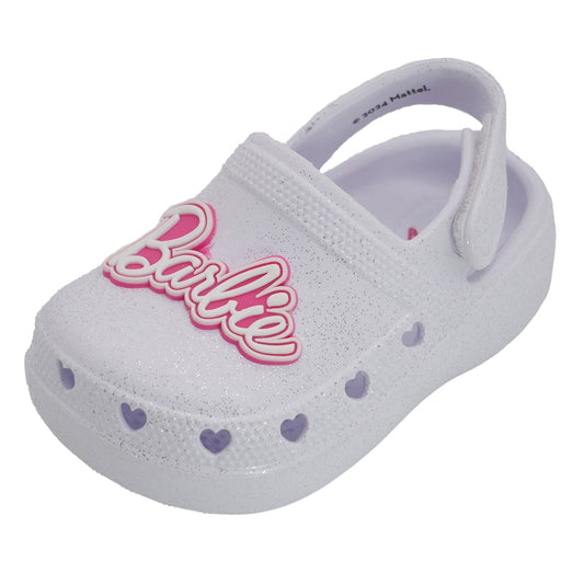 Barbie Toddler Girls' Clogs with Adjustable Strap - White Glitter