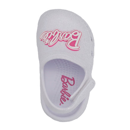 Barbie Toddler Girls' Clogs with Adjustable Strap - White Glitter