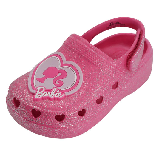 Barbie Toddler Girls' Clogs with Adjustable Strap - Hot Pink w/ Silver Glitter