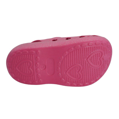 Barbie Toddler Girls' Clogs with Adjustable Strap - Hot Pink w/ Silver Glitter