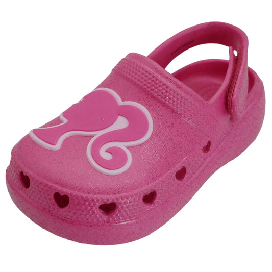 Barbie Toddler Girls' Clogs with Adjustable Strap - Hot Pink w/ Pink Glitter