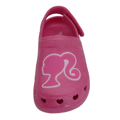 Barbie Toddler Girls' Clogs with Adjustable Strap - Hot Pink w/ Pink Glitter