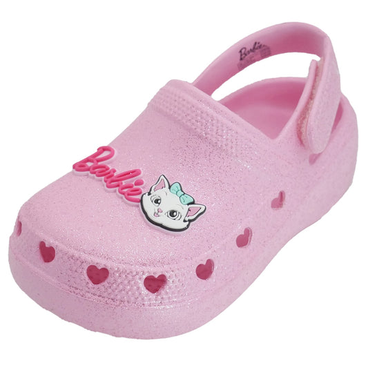 Barbie Toddler Girls' Clogs with Adjustable Strap - Medium Pink Glitter
