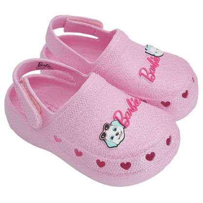 Barbie Toddler Girls' Clogs with Adjustable Strap - Medium Pink Glitter