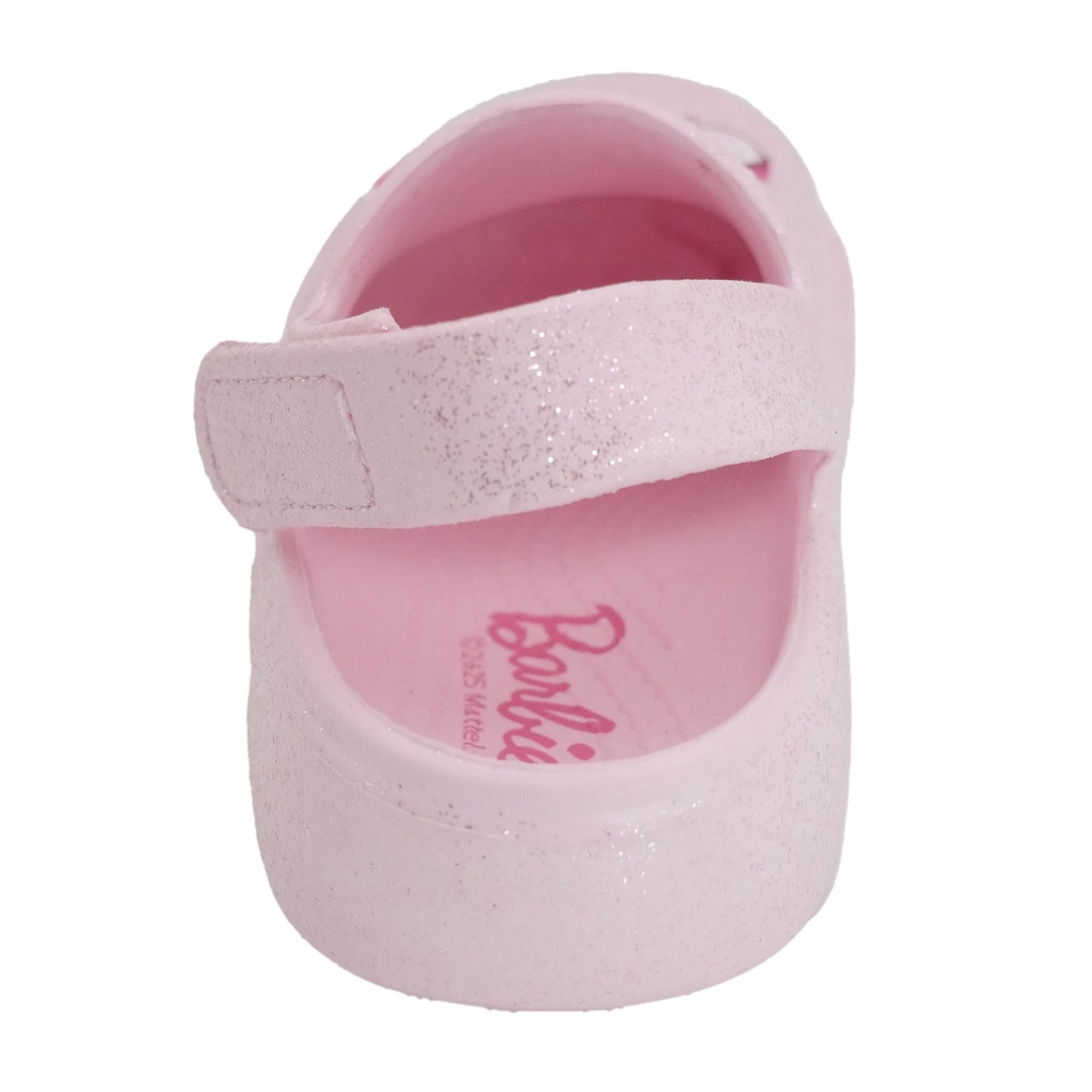 Barbie Toddler Girls' Clogs with Adjustable Strap - Light Pink Glitter w/ Barbie Unicorn Patch