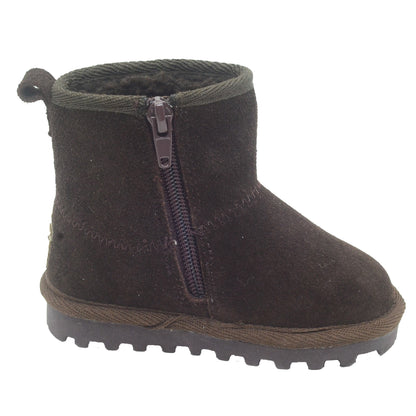 BEARPAW Toddler Suede Winter Boots with Faux-Fur Lining - Chocolate