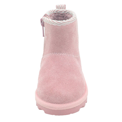 BEARPAW Toddler Suede Winter Boots with Faux-Fur Lining - Mauve with Woven Collar