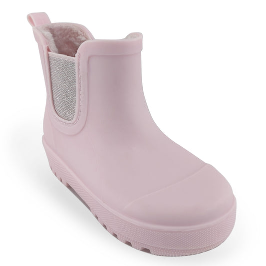 BEARPAW Toddler Chelsea Rain Boots with Faux-Fur Lining - Light Pink