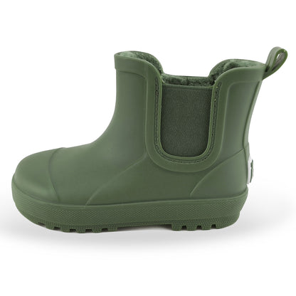 BEARPAW Toddler Chelsea Rain Boots with Faux-Fur Lining - Hunter Green