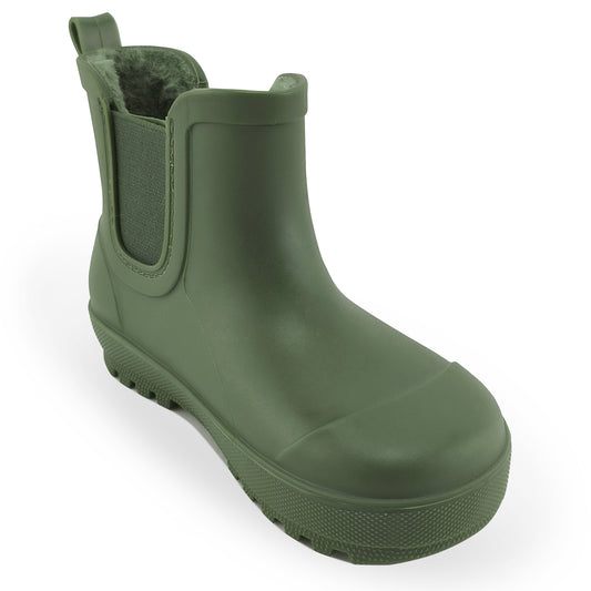 BEARPAW Toddler Chelsea Rain Boots with Faux-Fur Lining - Hunter Green