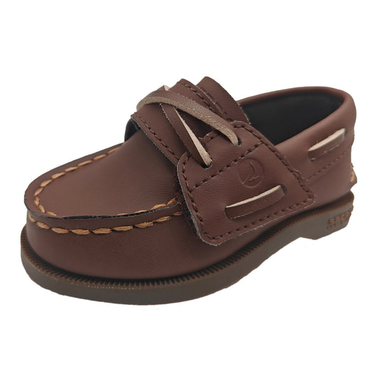Sperry Toddler Authentic Original Boat Shoe - Chocolate Leather with Hook & Loop Closure