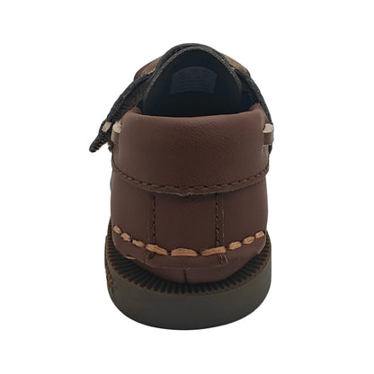Sperry Toddler Authentic Original Boat Shoe - Chocolate Leather with Hook & Loop Closure