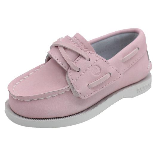 Sperry Toddler Authentic Original Boat Shoe - Blush Leather with Hook & Loop Closure