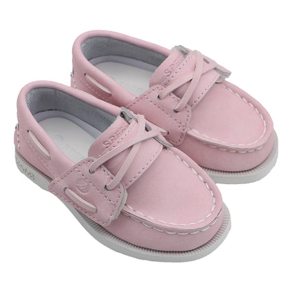 Sperry Toddler Authentic Original Boat Shoe - Blush Leather with Hook & Loop Closure