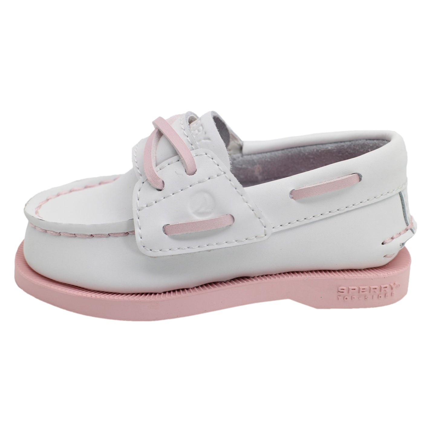 Sperry Toddler Authentic Original Boat Shoe - White Leather with Hook & Loop Closure