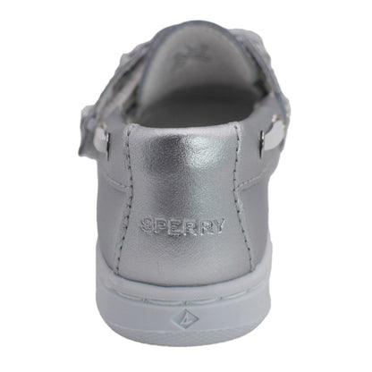 Sperry Toddler Cup II Boat Shoe with Memory Foam Insole - Textured Silver Leather